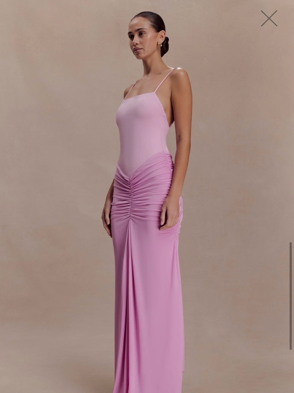 Meshki Pink Strapless Ruched Column Gown - Picture 2 of 4